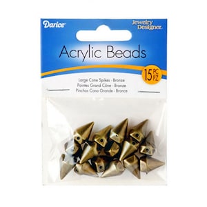 Large Cone Spike Beads - Bronze - Acrylic - 15 pieces – 1999-6194