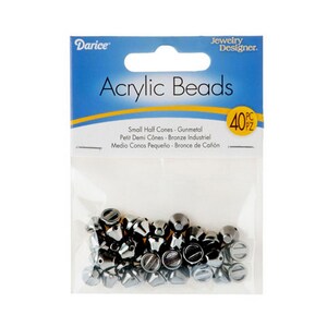Small Half Cone Beads - Gunmetal - Acrylic - 40 pieces – 1999-6208