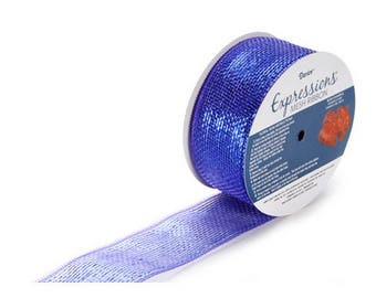 Darice Expressions Mesh Ribbon - Metallic - Royal Blue - 2-1/2 inches x 25 yards