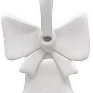 Darice Plaster Bell with Bow Holiday Ornaments, 2 X 3.25 Inches, White