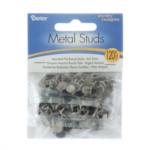 Flat Round Studs - Assorted - Antique Silver - 120 pieces - 1999-6232