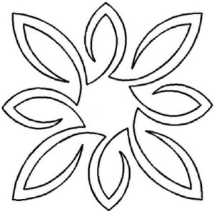 K&ouml;nnte beinhalten: Eine Schwarzwei&szlig;-Zeichnung einer stilisierten Blume mit acht Bl&uuml;tenbl&auml;ttern.