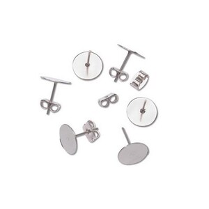 Flat Pad Earring Posts with Butterfly Clutch - Steel - 10mm – 1880-45