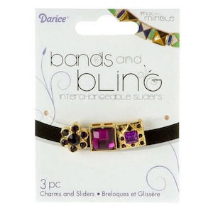 Darice Mix and Mingle Gold Strass Sliders - Amethyst Mix - 3 peças - 1999-6585