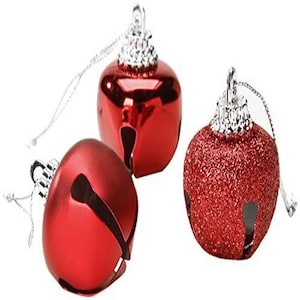 Darice Holiday Jingle Bells - Fancy Cap - Assorted Reds - 30 x 40mm - 21 Pieces, 1 Pack - 1023-33