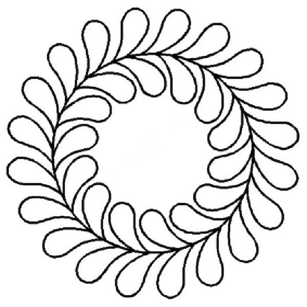 7.5" Open Feather Wreath Quilting Stencil - SN12 - Use with SN11