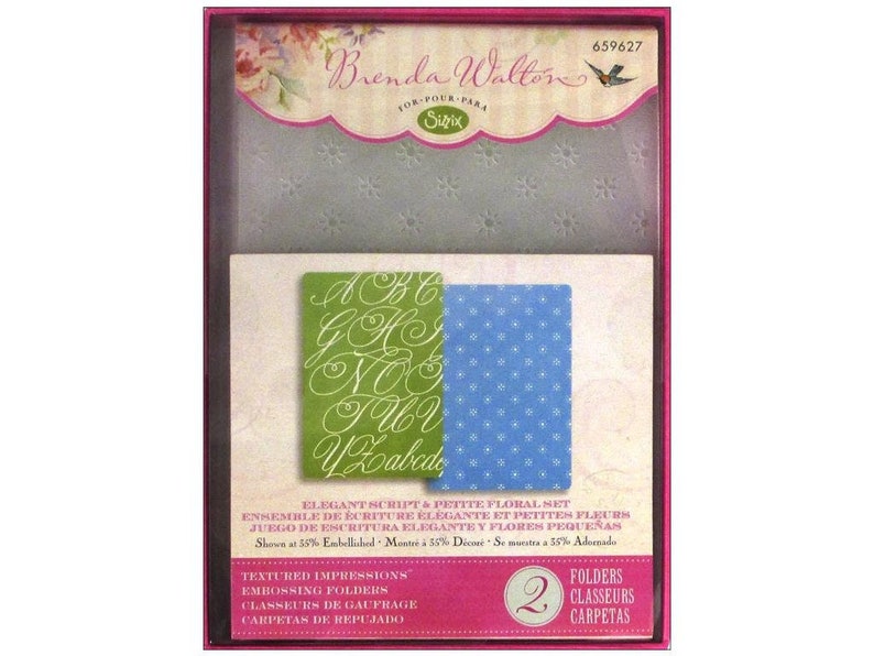 Sizzix Textured Impressions A6 Embossing Folders, Elegant Script and ...