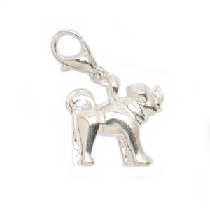 Lobster Clasp Charm - Silver Bulldog - .625 x .5625 inches – 1999-7334
