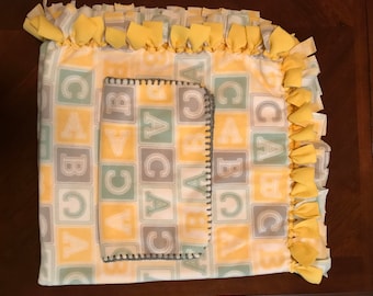 ABC Block Baby Fleece Blanket and Lovey Set