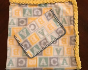 ABC Block Baby Fleece Blanket and Lovey Set