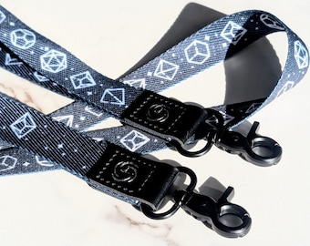 Black DnD Dice Lanyard / Wristlet - DnD / Pathfinder, TTRPG - Druid / Ranger