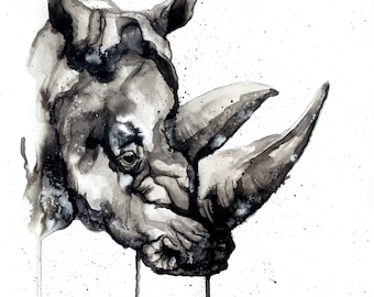 Rhino Postcard Print - Animal Print - Rhino Art