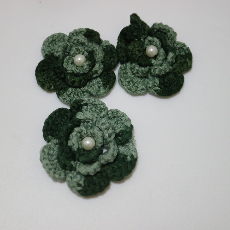 3pclot DIY Hand crocheted flower patches for clothes woven flowers appliques for hairpin cashmere sweater