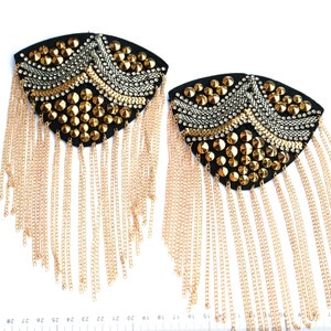 2pcs/set tassel luxury Beaded epaulettes for clothes Punk Wind Coat Suit DIY Fashion Rhinestone Badge Epaulets Shoulder Patches appliques