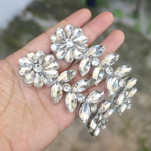 2pc/set luxury embroidery rhinestone flower patches for clothing DIY floral embroidered parches appliques for clothes decoration parch ropa