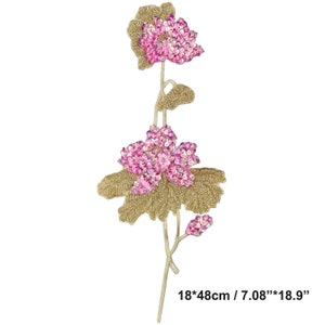Fashion luxury large pink sew on peony flower patches for clothes DIY sewing beaded appliques for jacket Clothing decoration