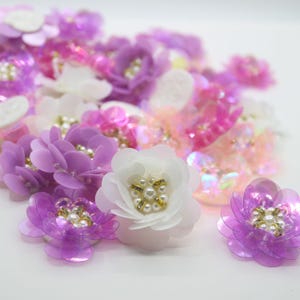 10pcs/lot rhinestone beaded floral Patches for clothing Sew on sequin applique flowers embroidery parches for shoes hat bags