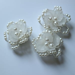 3pc/lot Fashion Pearl beaded Patches for clothes DIY Sew on Flower badge Applique parches bordados para