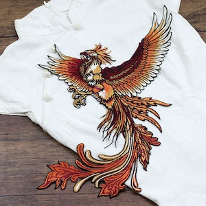 1pc water soluable Embroidery phoenix animal Patches for clothing pink floral Embroidered sew on parches applique for dresses
