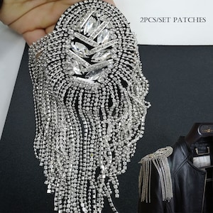 2pcs/set luxury tassel Beaded epaulette for clothes Punk Wind Coat Suit DIY Fashion Tassel Badge Epaulets Shoulder Patches appliques