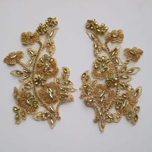 Applique di fiori di strass di lusso, toppe di pizzo con perline (2 pezzi/set)