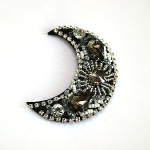 Fashion 3D Handmade moon patches for clothing Rhinestone embroidery patch applique for clothes