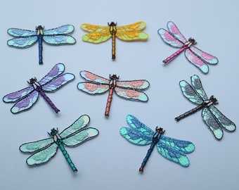 8pcs/set 4*6CM dragonfly embroidery patches for jacket clothes DIY sewing iron on embroidered decorative leaves parches for clothes