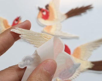 4pcs/set birds sticker embroidery patches for jacket clothes DIY sewing iron on embroidered decorative leaves parches for clothes