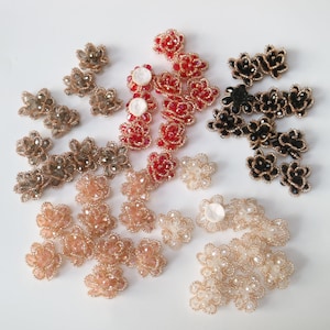 10pcs/lot Handmade rhinestone beaded Patches for clothing Sew on sequin applique flowers embroidery parches for shoes hat bags