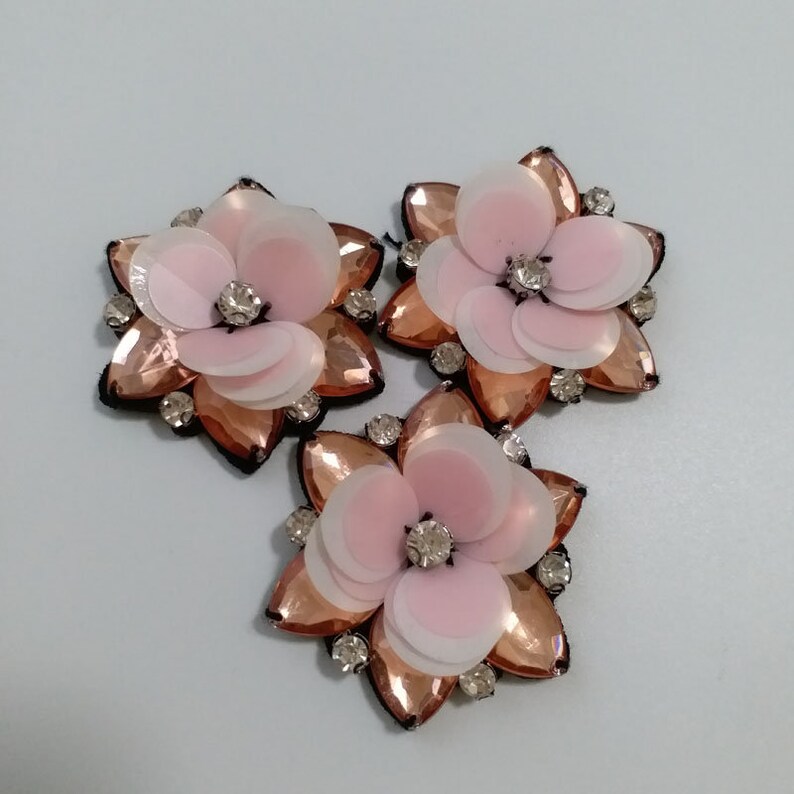 3pcslot 3d Handmade rhinestone beaded Patches for clothing Sew on sequins applique flower embroidery parches for shoes hat bags