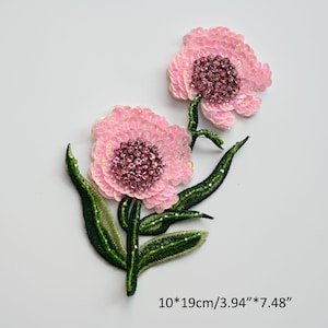 1pc rhinestone beaded floral Patches for clothing Sew on sequin applique flowers embroidery parches for shoes hat bags