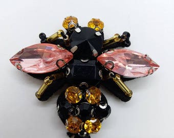 5pcs/lot pink Bee Rhinestone beaded patches for Clothing Sew on Sequin beading Applique decorative parches for clothes backpack hats