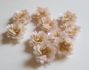 10 piezas/lote de parches de cuentas rosas con diamantes de imitación para ropa. Parches decorativos de flores para coser. Parches bordados para ropa. Apliques de bordado.