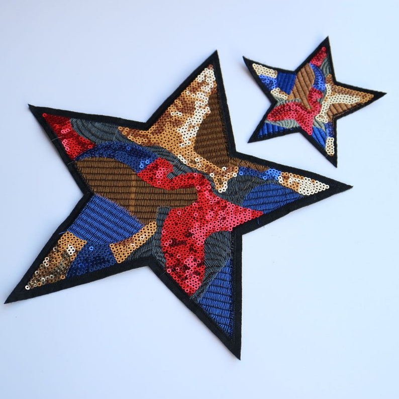 2pc stars sequins patches for clothing DIY Sew on sequinned patch alphabet for clothes Embroidery applique parche ropa