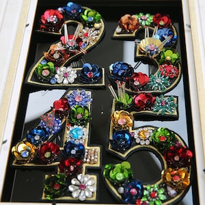 1pc number 3D Handmade rhinestone patches for clothing DIY sew on numbers beaded applique for jackets decorative sequin Parches