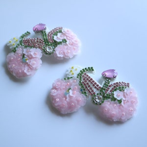 2pcs/lot 3D flower bike beaded Patches for clothing sew patch appliques sewing Rhinestone decorative parches for jackets backpack bags hats