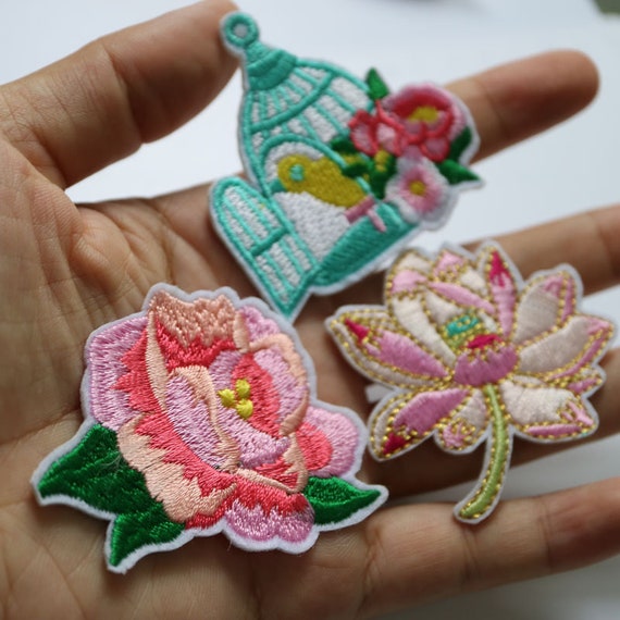 3pcs/set Small Flowers Bird Embroidery Patches for Clothing DIY Colorful  Iron on Parches Applique for Kids Clothes 