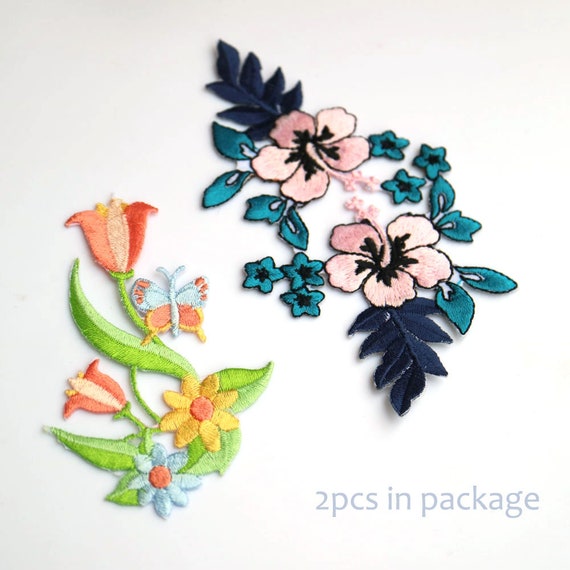 5Pcs Patch Floral Appliques for Clothing Floral Decor Embroidery Applique  Sewing Appliques for Clothes Flower Decor Pink Stickers Clothing Applique