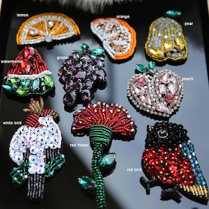 1pc Handmade rhinestone beaded Patches for clothes Applique embroidery Sew on patch fruits Rhinestone sequin parches