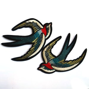 2pc/lot iron on patches for clothing Animal swallow patches embroidery appliques for jacket