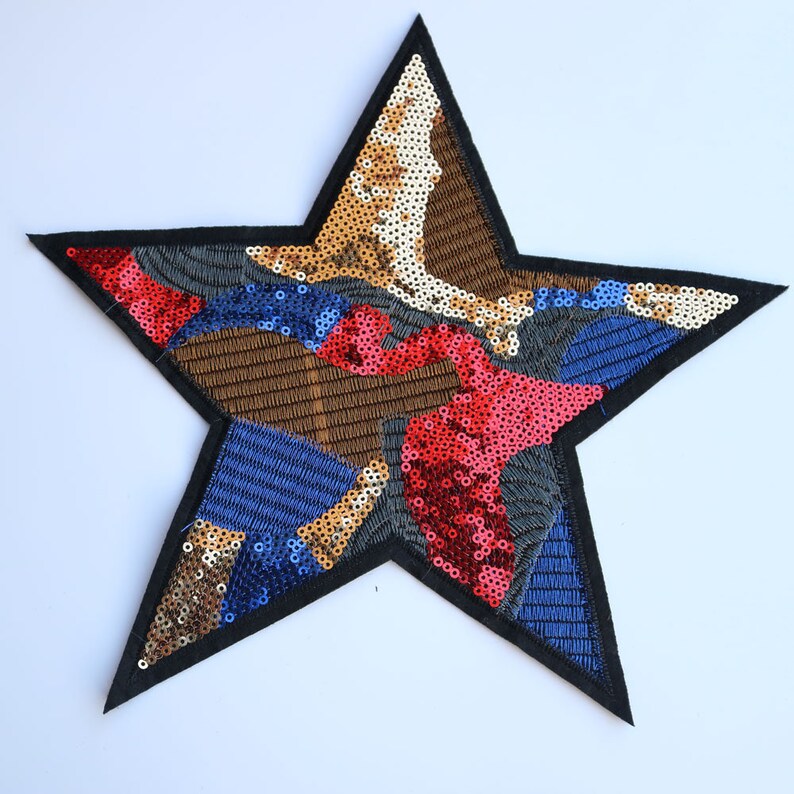 2pc stars sequins patches for clothing DIY Sew on sequinned patch alphabet for clothes Embroidery applique parche ropa