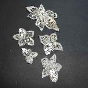 5pc/lot 3D Handmade Rhinestone beaded Patches for clothing embroidery applique Parches Handmade sequins patches
