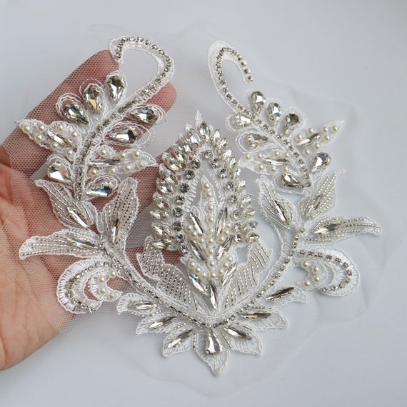 3-Piece Rhinestone Insect Applique Patches - Sew-On Beaded Bug Decor For Clothes, Bags, Shoes - View #3