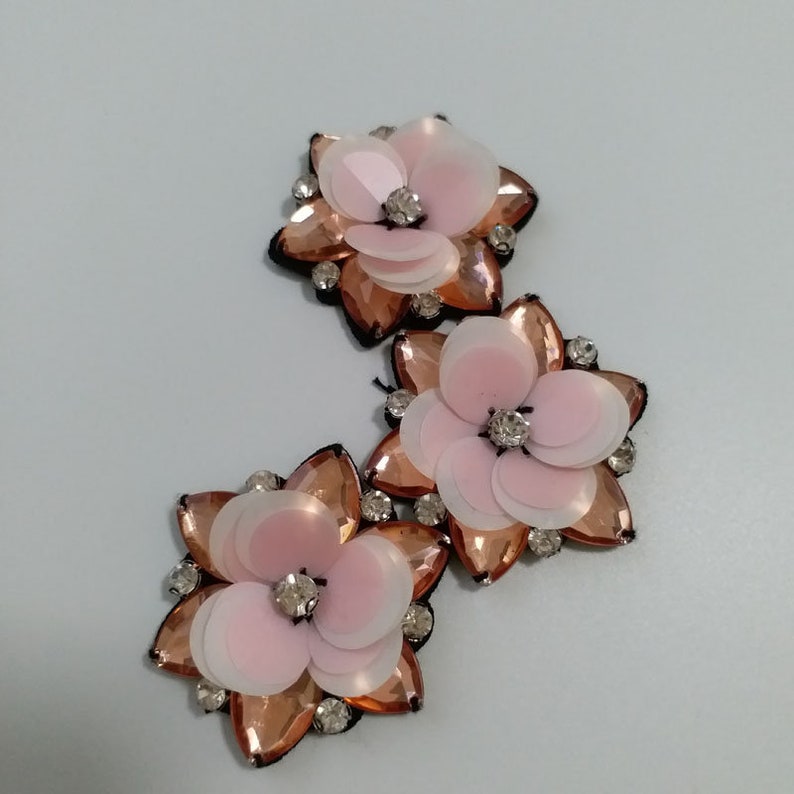 3pcslot 3d Handmade rhinestone beaded Patches for clothing Sew on sequins applique flower embroidery parches for shoes hat bags