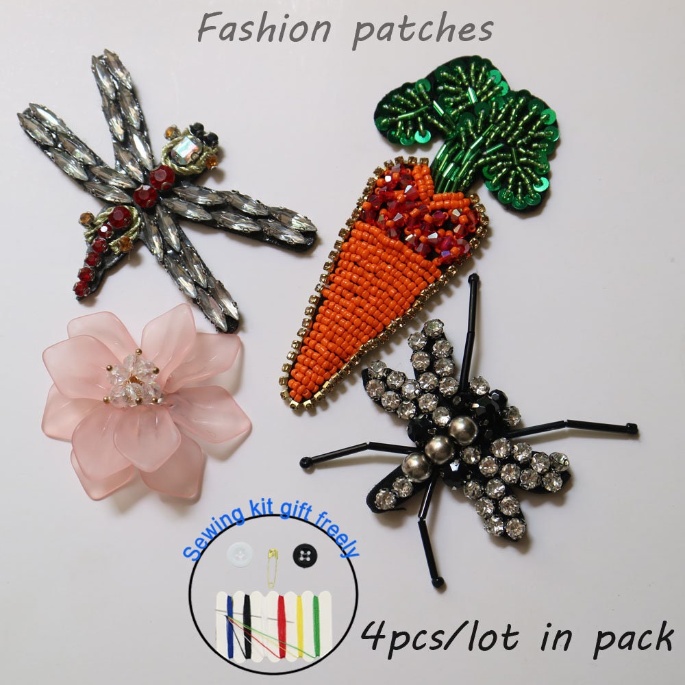 Fashion sewing beaded collar patches for clothing DIY floral embroidered  parches appliques for clothes decoration parch ropa