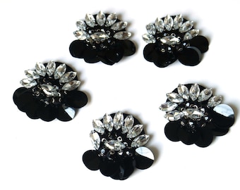 4pcs Bees Sequin Embroidery Patches - Embroidered Applique With Beads For Clothing, Bags, DIY Crafts