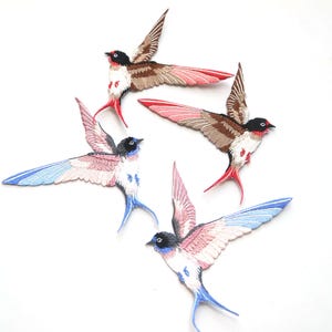 2pc/set high quality birds ironing embroidery patches iron on embroidered parches appliques for clothing parches para la ropa