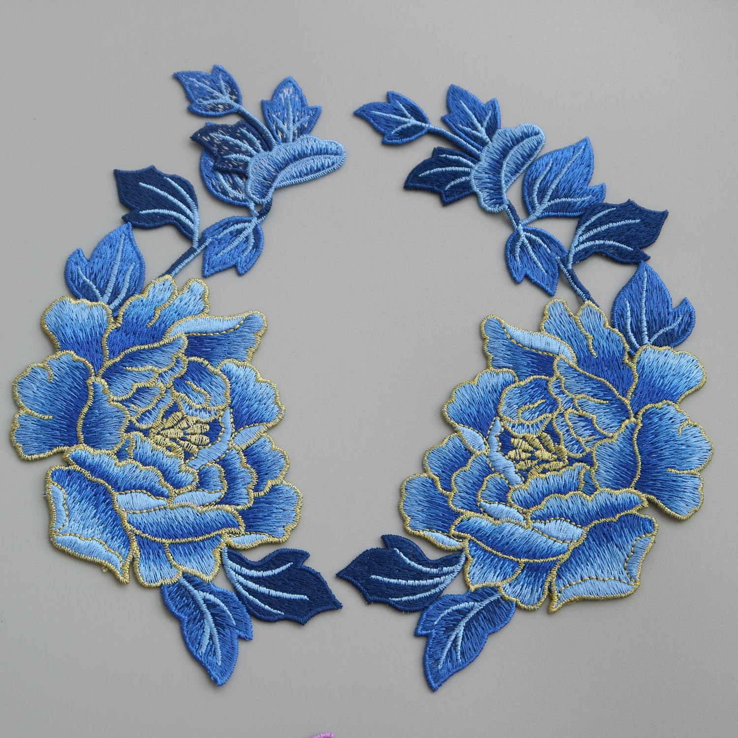 Pair of Flower Embroidered Patches Iron Sew on Embroidery Patch Arts and  Crafts 