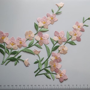 1pair long floral embroidered Patches for Clothing iron on Embroidery Stickers Clothing Applique flowers Decoration Badge parches