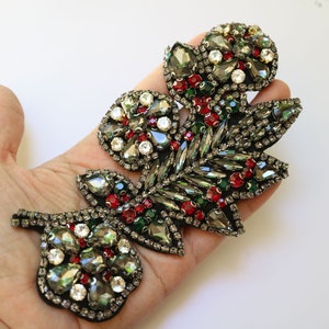 Luxury 3D Handmade 5A rhinestone beaded patches for clothing DIY sew on flowers embroidery applique decorative sequin Parches
